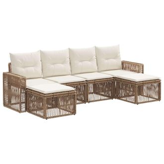 vidaXL Conjunto De Sof&aacute;s De Jard&iacute;n 6 Pcs Beige Y Blanco Crema Vidaxl