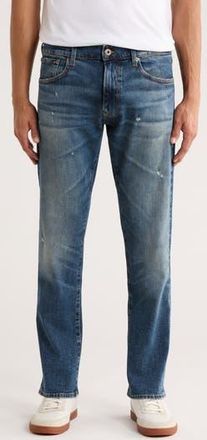 BOSS Regular Fit Distressed Tapered Stretch Cotton Jeans in Navy at Nordstrom Rack, Size 30 X 32