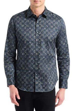 Robert Graham Deckard Cotton Button-Up Shirt in Grey Multi at Nordstrom Rack, Size Medium