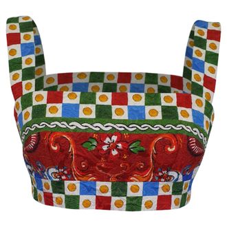 Dolce & Gabbana Pre-owned Womens & Printed Jacquard Crop Top in Multicolor Viscose - Multicolour - Size IT 36 (Womens)