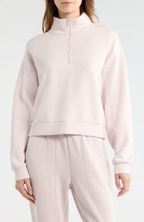 Zella Whisper Knit Quarter Zip Pullover in Pink Hush at Nordstrom Rack, Size X-Large
