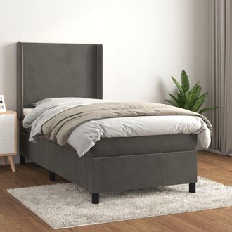 vidaXL Vidaxl - Cama Box Spring Con Colch&oacute;n Terciopelo Gris Oscuro 100x200 Cm