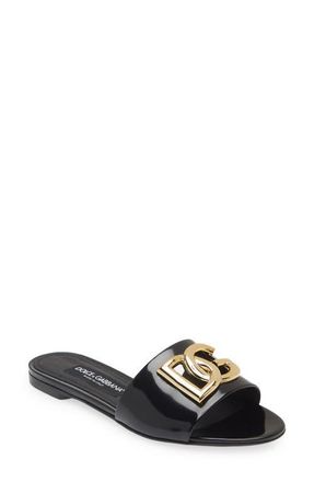 Dolce & Gabbana DG Logo Slide Sandal in Black at Nordstrom, Size 5.5Us