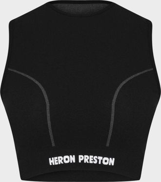 Heron Preston Womens Active Short Sleeve Crop Top Black - Size L/XL