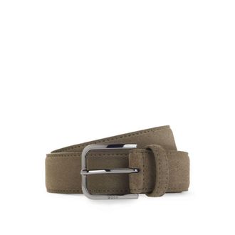 BOSS Leather business belt with polished gunmetal buckle