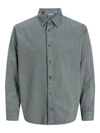 Jack & Jones Langarmhemd JACK & JONES JJECHARGE FADED SHIRT LS NOOS, Herren, Gr. XS, N-Gr, grau (stormy weather), Web, Obermaterial: 100% Baumwolle, unifarben, rel