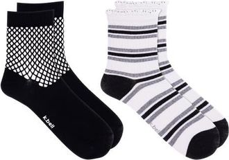 K. Bell Socks Assorted 2-Pack Cotton Blend Crew Socks in Asst at Nordstrom, Size 9