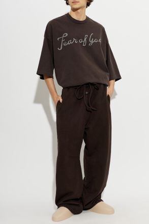 Fear of God T-shirt With Printed Logo, Mens, Brown
