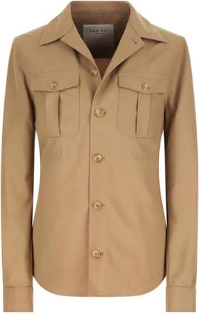 L.B.M. 1911 Casual Overshirt in Hazelnoot Katoen - Heren - Zomerjassen - Beige - S - Katoen - Jassen