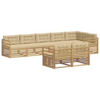 vidaXL Conjunto De Sof&aacute;s De Exterior 8 Uds. Y Beige Poli&eacute;ster Vidaxl