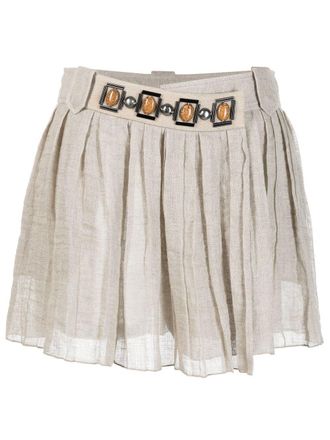 Alberta Ferretti Gestreepte mini-plooirok - Beige
