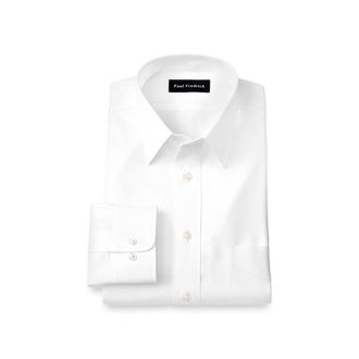 Paul Fredrick Non-iron Cotton Pinpoint Solid Point Collar Dress Shirt in White at Nordstrom, Size 15.5 - 33