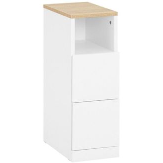 SoBuy Comodino con cassetto Tavolino divano Tavolino stretto Bianco-Naturale 20x35x60 cm FBT149-WN - Sobuy
