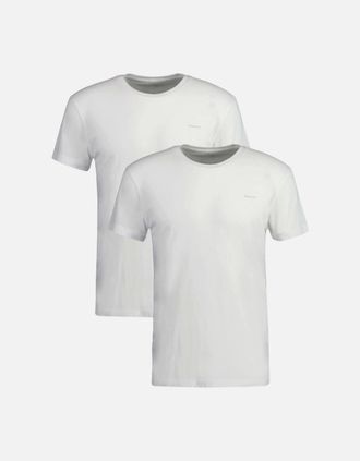 GANT Mens 2-Pack Crew-Neck T-Shirts, White - Size: 36