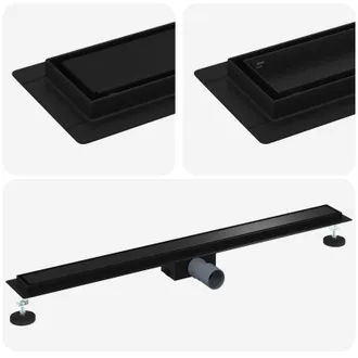 vidaXL Drenaggio Doccia 2 In 1 Nero 90 Cm Acciaio Inox 304 Vidaxl