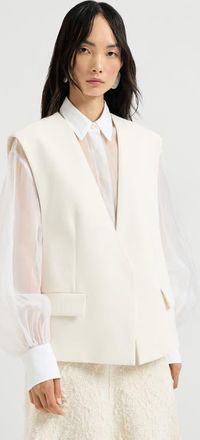 Brunello Cucinelli Double twill cr&ecirc;pe vest in Ivory at Nordstrom, Size 42 It