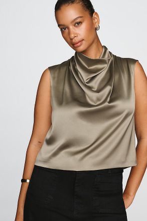 Anthropologie By Anthropologie Opal Stretch Silk Cowl Neck Top