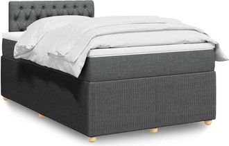 vidaXL Cama Box Spring Con Colch&oacute;n Tela Gris Oscuro 120x190 Cm Vidaxl