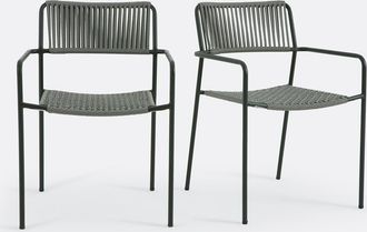La Redoute Interieurs Set van 2 tuinstoelen, staal en touw, NAMY