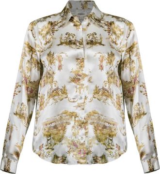 L'agence Womens Tyler Long Sleeve Blouse In Ecru Multi Chinoiserie
