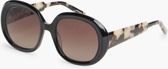 Tommy Hilfiger Womens Bold Round Frame Acetate Sunglasses - Black