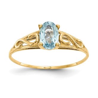 Diamond2Deal 14k Yellow Gold Aquamarine Ring