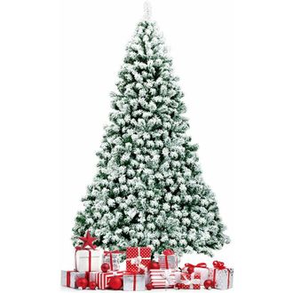 Costway Costway 225 Cm &Aacute;rbol De Navidad De Pino Artificial Con Bisagras De Nieve Flocado 928 Consejos W / 250 Led