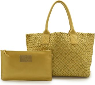 Bottega Veneta Intrecciato Yellow Leather Shoulder Bag Tote Bag (Pre-Owned)