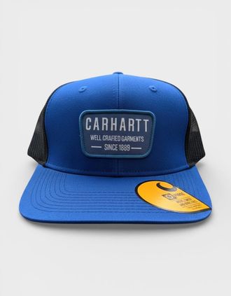 Carhartt Work in Progress Mens Carhartt Logo Trucker Cap Blue Black - Size: O/S