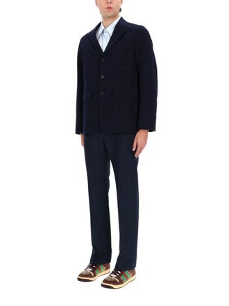 Gucci Single-Breasted Cotton Blazer - Blue