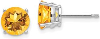 Diamond2Deal 14k White Gold 7mm Citrine earring