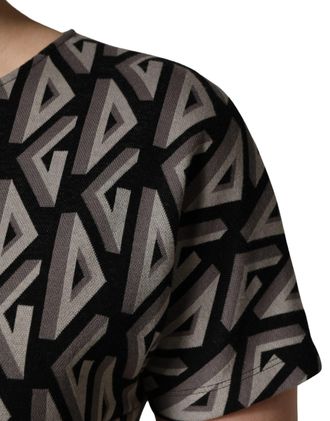Dolce & Gabbana Womens Black Logo Print Cotton Knee Length Dress