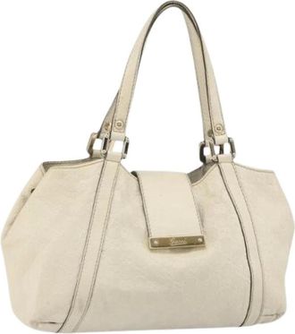 Gucci Pre-owned Handbags, female, Beige, Size: ONE SIZE Pre-owned Canvas Handbag