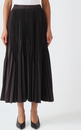 Meimeij Pleated Cr&ecirc;pe Midi Skirt with an Elasticised High Waist