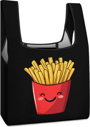 Generic French Fries Cute Shopping Bag Reusable Grocery Tote Bag Foldable Handbag for Travel Picnic