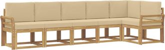 vidaXL Conjunto De Sof&aacute;s De Exterior 6 Uds. Y Beige Poli&eacute;ster Vidaxl