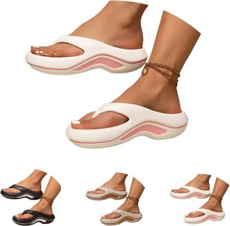 Generic Orthopedic Flip Flops Women,Pillow Arch Support Flip Flops for Women,Arch Support Comfortable Thong Sandals (B-White, Adult, Women, 5.5, Numeric, UK F