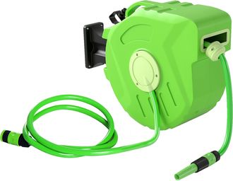 OEM Carrete Para Manguera 15m+1,5m Soporte Mural Portamanguera Roll-up Autom&aacute;tico Giratorio 180&deg; Con Pistola De Pulverizaci&oacute;n Gran Alcance Base De Pared C