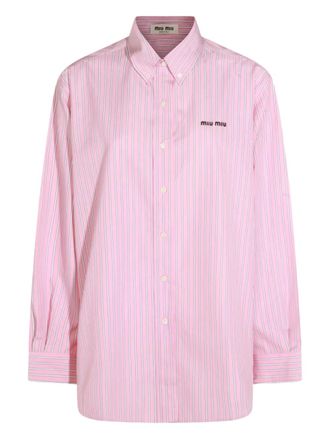 Miu Miu striped-pattern logo-embroidered shirt - Roze