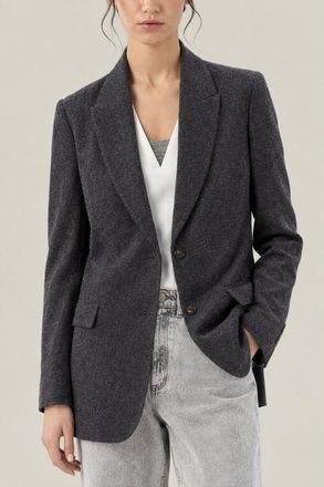 Brunello Cucinelli Womens Anthracite Wool Blazer, Size 38