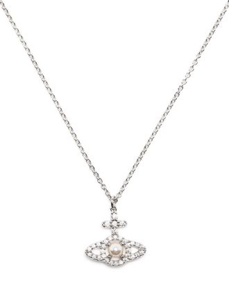 Vivienne Westwood Olympia embellished orb necklace - women - Brass - OS - Silver
