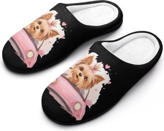 Generic Cute Yorkshire Terrier Funny Mens Cotton Slippers Soft Non-Slip Rubber Sole House Slipper Indoor Outdoor