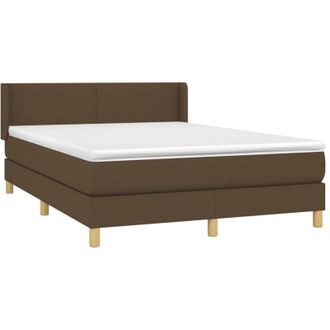 vidaXL Vidaxl - Cama Box Spring Con Colch&oacute;n Tela Marr&oacute;n Oscuro 140x200 Cm