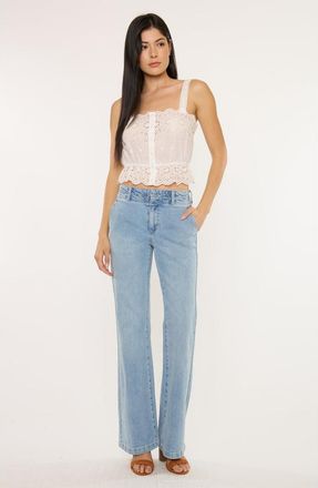 Kancan Islan High Rise Wide Flare Jeans in Medium Light Wash at Nordstrom, Size 3132