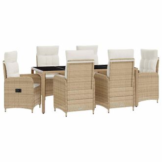 vidaXL Juego De Comedor Para Exteriores 7 Pcs Beige Y Blanco Crema Vidaxl