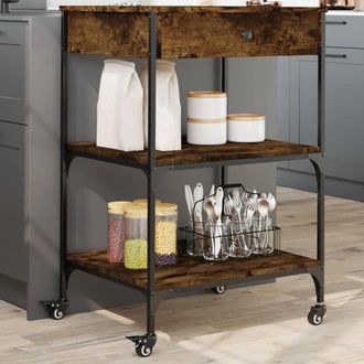 vidaXL Vidaxl - Carrito De Cocina Madera Ingenier&iacute;a Roble Ahumado 60x48x89,5 Cm
