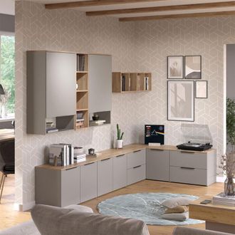 Vicco Parete attrezzata soggiorno Wido, Grigio, 9 parti, Vicco