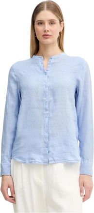 Mos Mosh Artina Linnen Blouse - Dames - Blouses - Blauw - M - Linnen - Overhemden