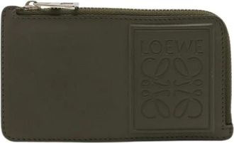 Loewe Pre-owned Wallets, female, Gray, Size: ONE SIZE Pre-owned Anagram Leather Card Holder Coin Case