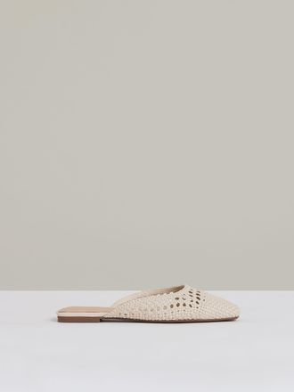 Reiss Off White Woven Slip-on Mules, X09